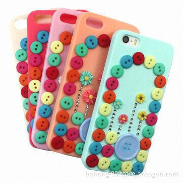 Phone Cover for iPhone 5S, Leather Buckle Flower Blue Color, Various Colors are Available